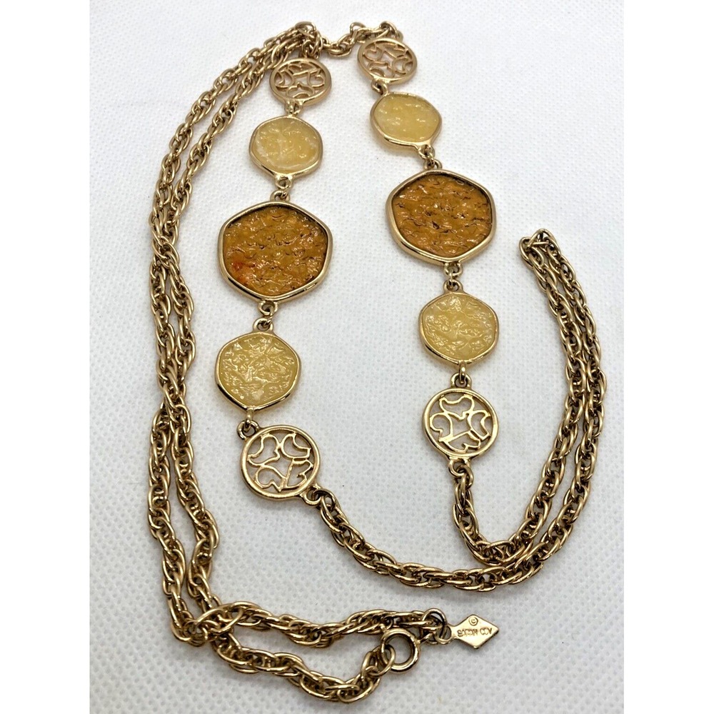 Vintage Sarah Coventry Signed Taste of Honey 36'' Gold‎ Tone Rope Chain Necklace